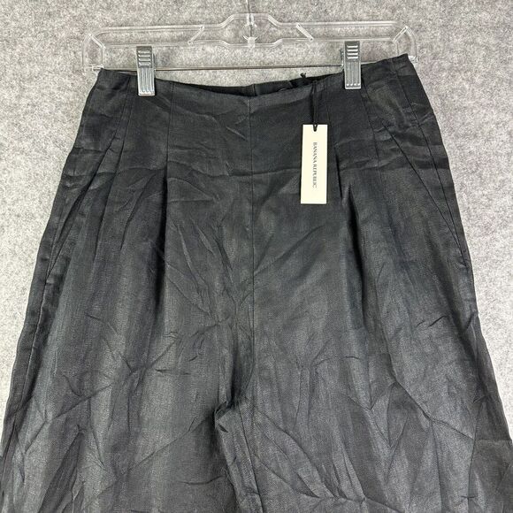 Banana Republic European Flax Linen Pants Womens 0 High Rise Volume Wide Leg NEW - Picture 2 of 16